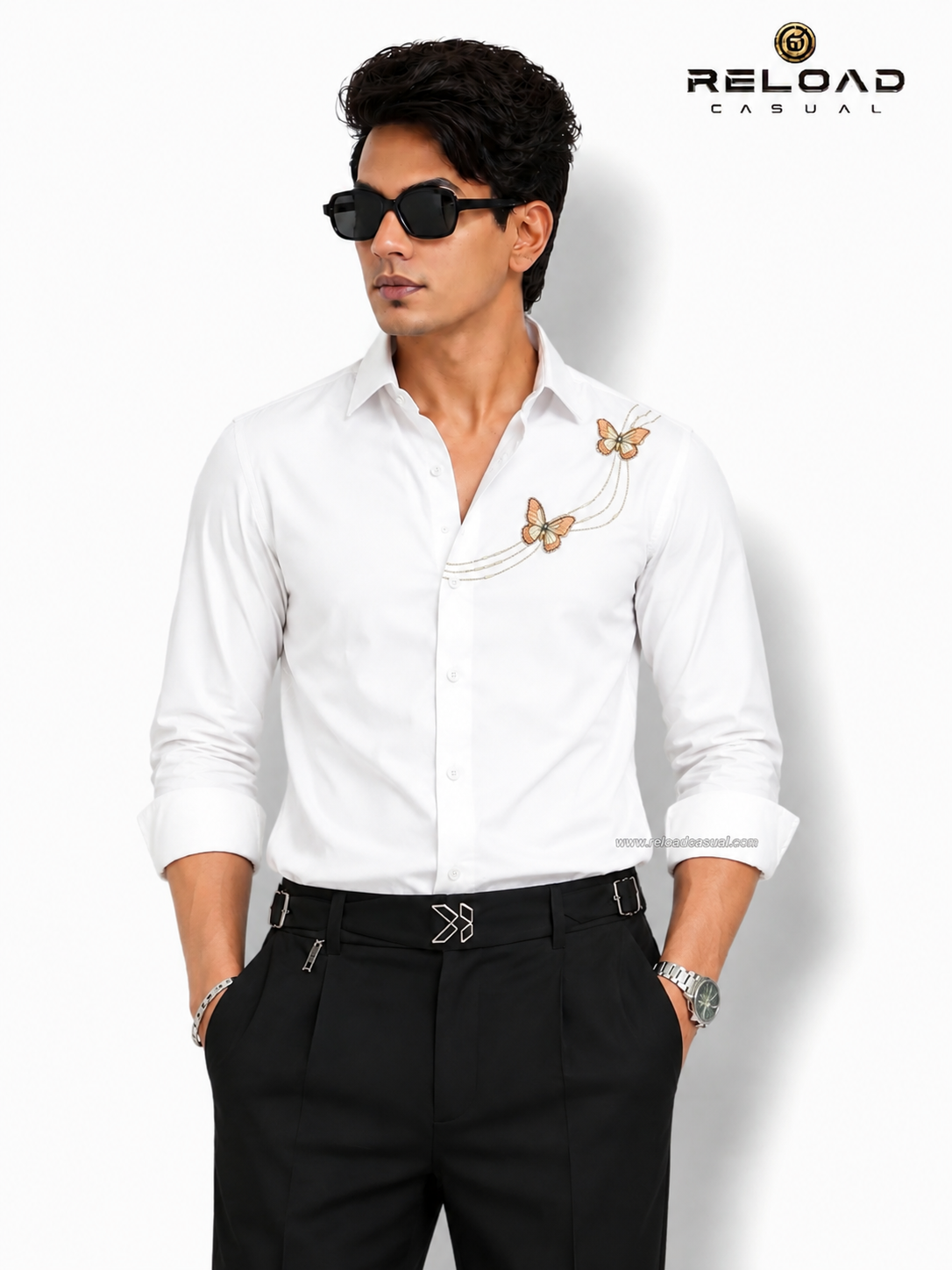 The Butterfly Elegance Line Print Shirt