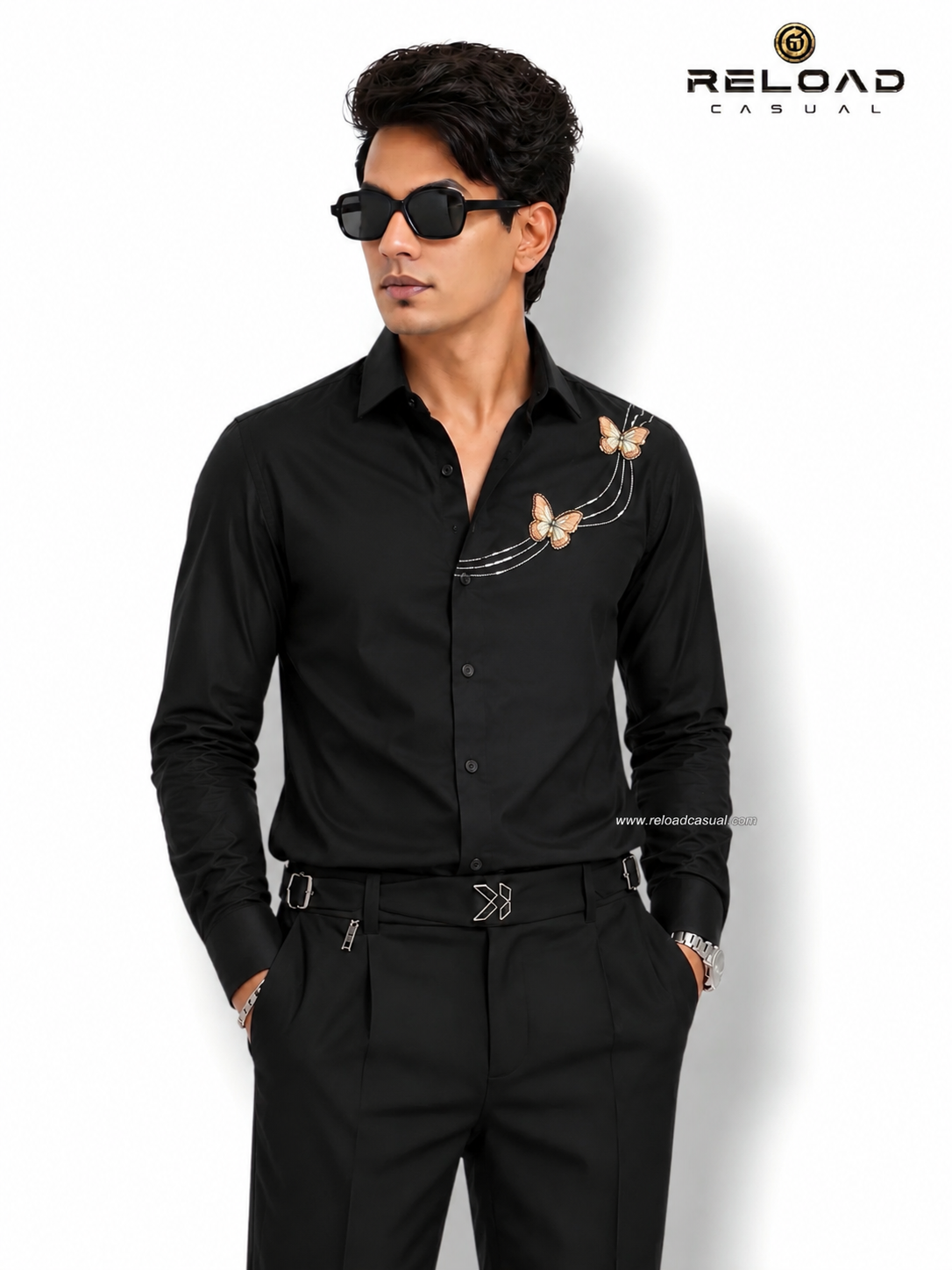 The Butterfly Elegance Line Print Shirt