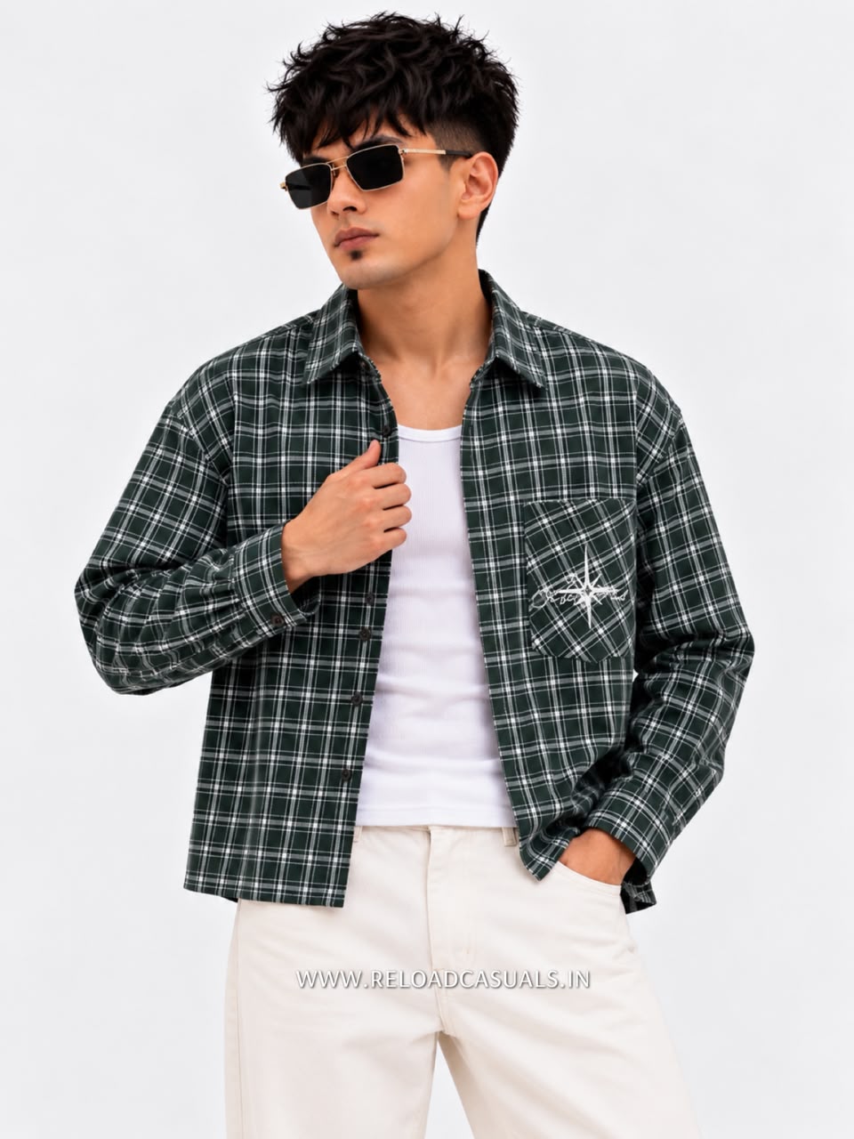 Men’s Casual Check Boxy Fit Pocket Shirt