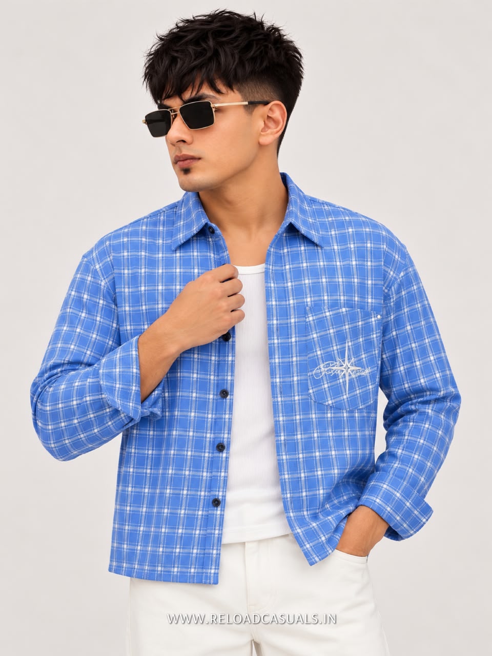 Men’s Casual Check Boxy Fit Pocket Shirt