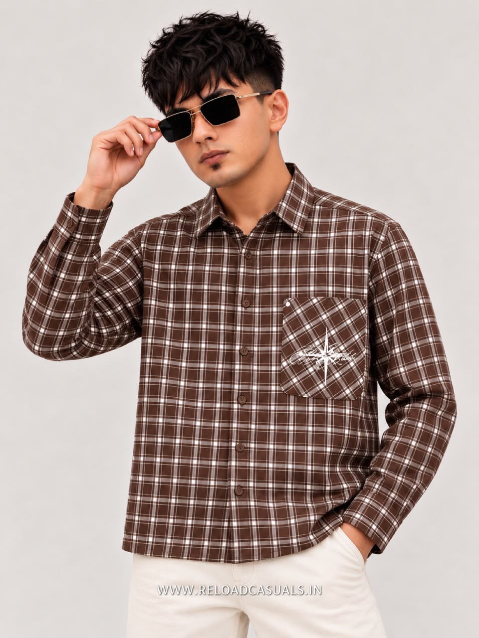 Men’s Casual Check Boxy Fit Pocket Shirt