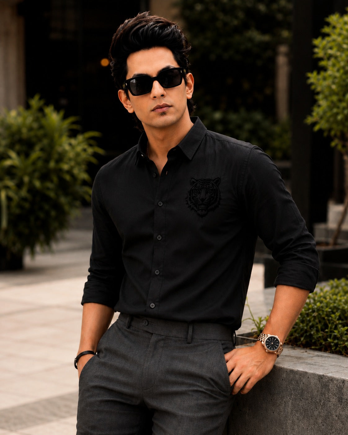 Black Panther Tiger Velvet Shirt