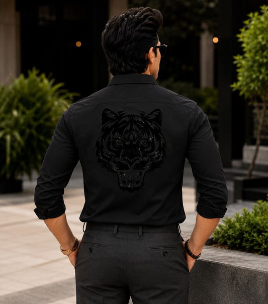 Black Panther Tiger Velvet Shirt