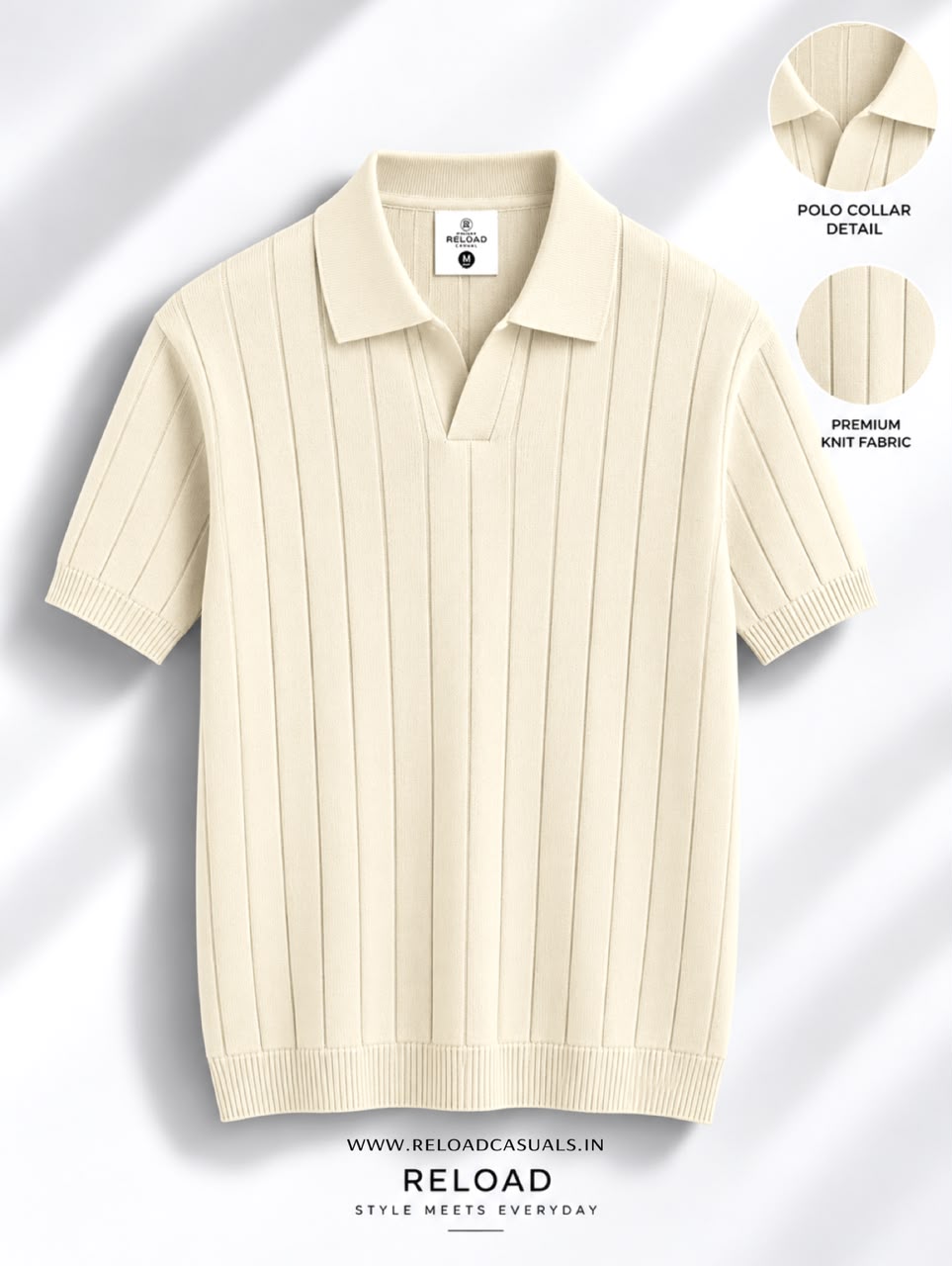 Mens Vertical Rib Knit T-Shirt