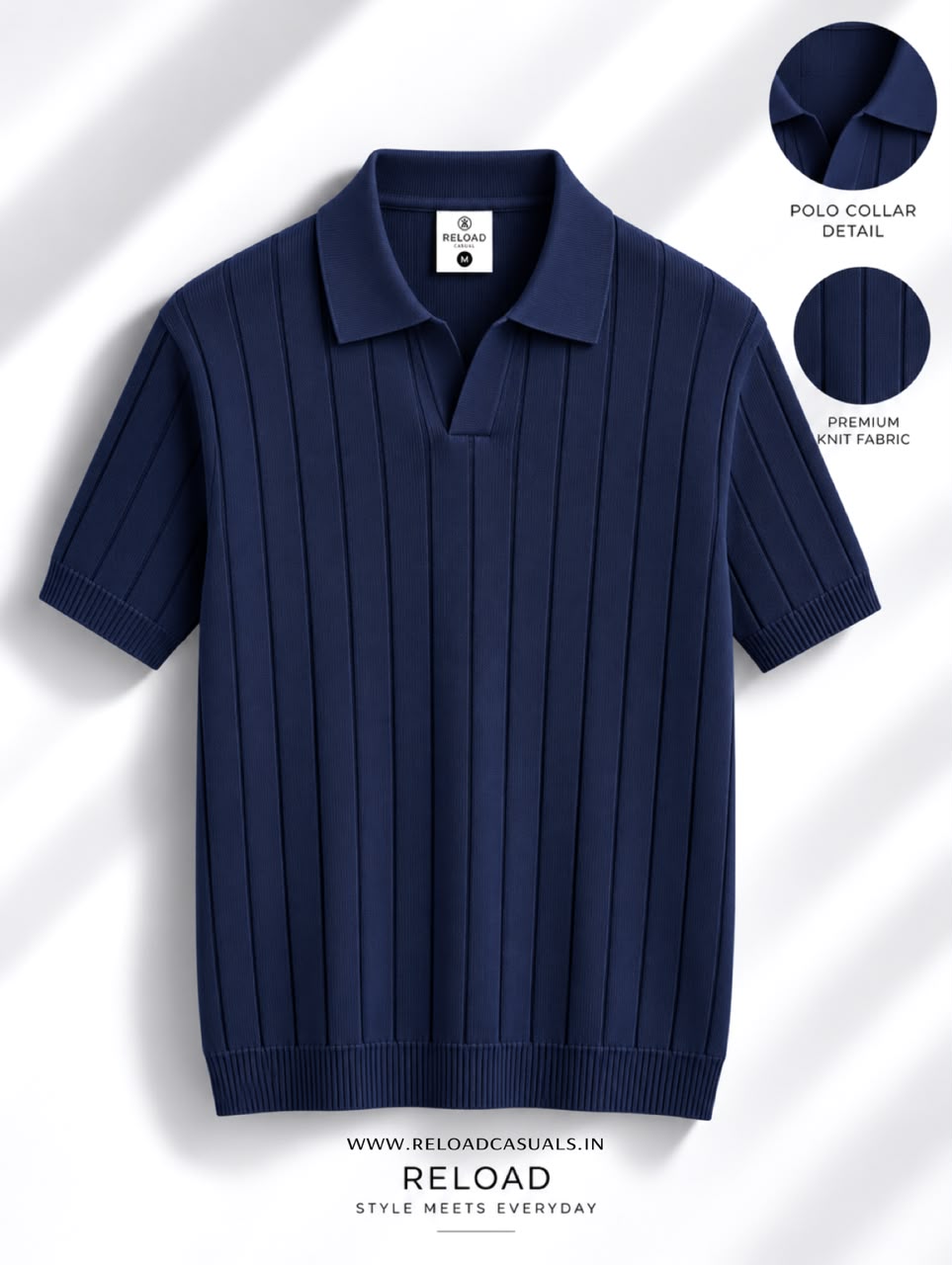 Mens Vertical Rib Knit T-Shirt