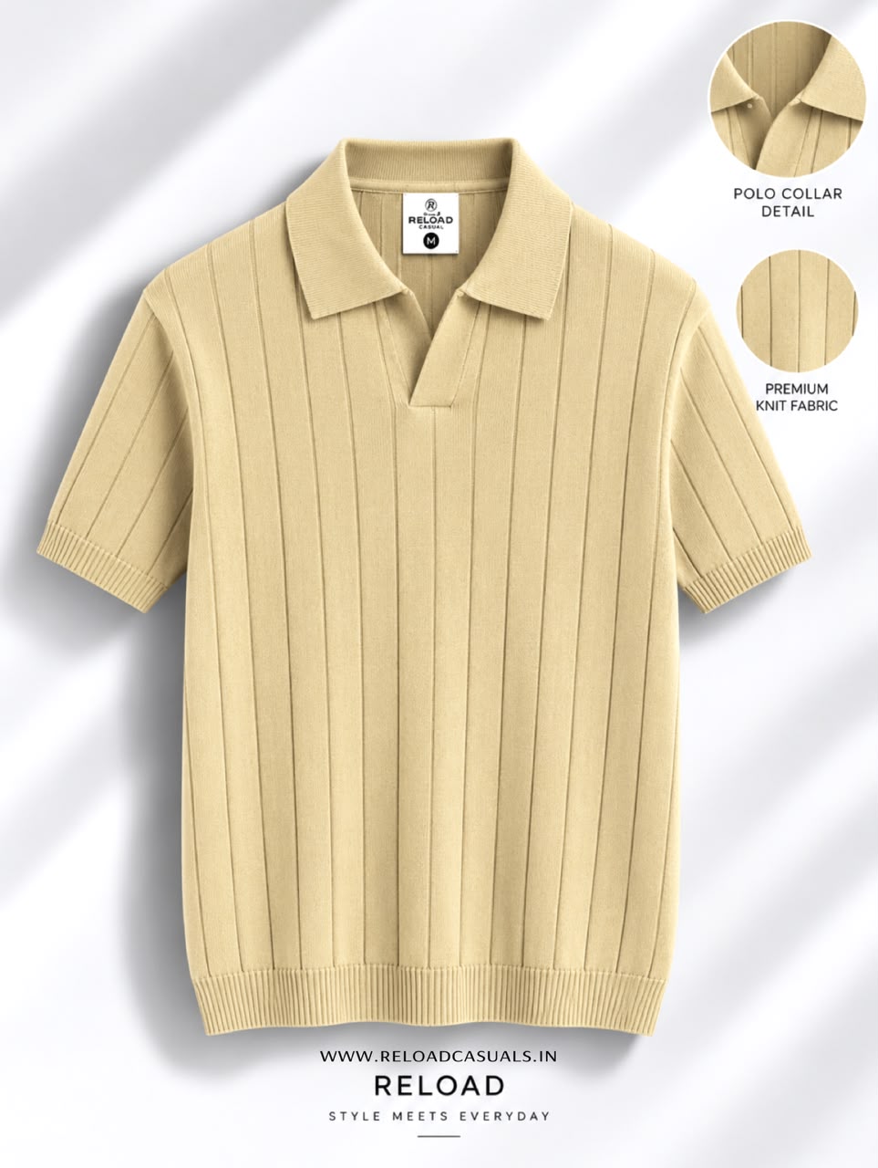 Mens Vertical Rib Knit T-Shirt