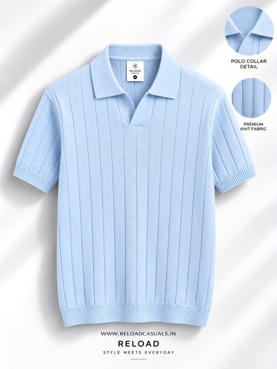 Mens Vertical Rib Knit T-Shirt