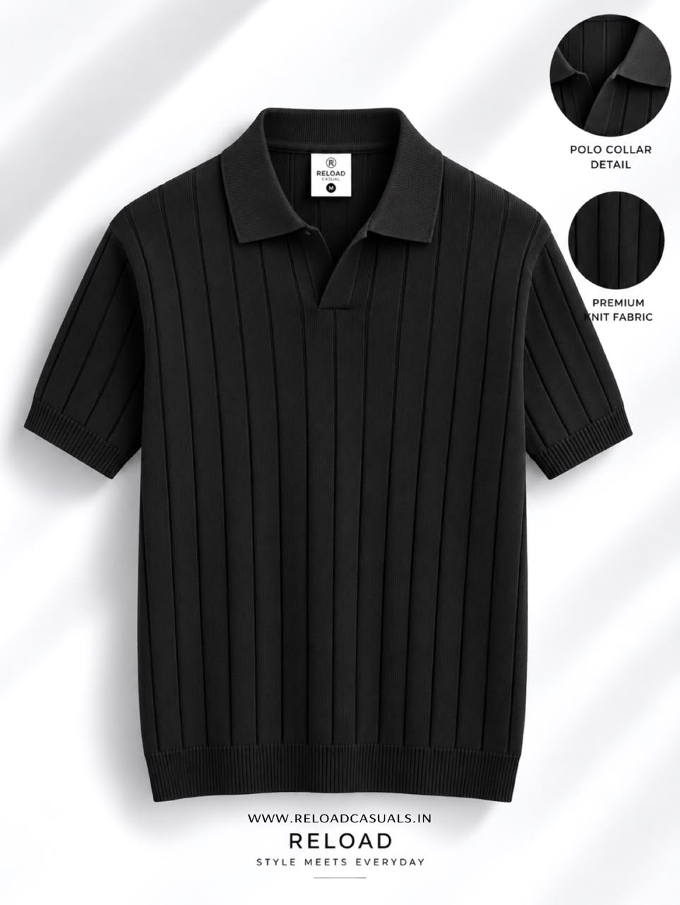 Mens Vertical Rib Knit T-Shirt