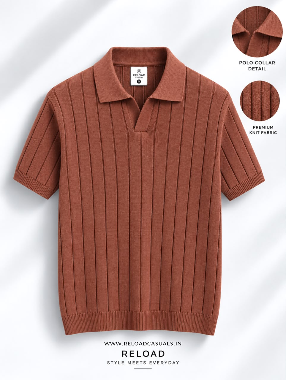 Mens Vertical Rib Knit T-Shirt