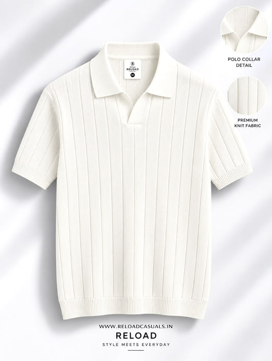 Mens Vertical Rib Knit T-Shirt