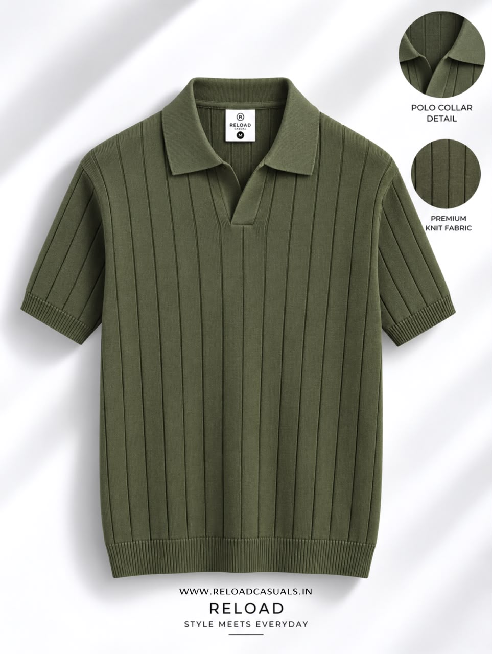 Mens Vertical Rib Knit T-Shirt