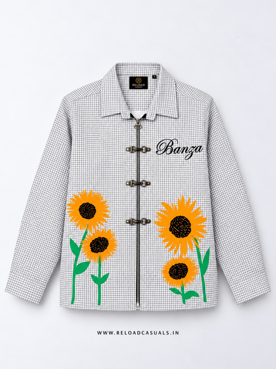 Men’s Sunflower Print Buckle Boxy Check Shirt