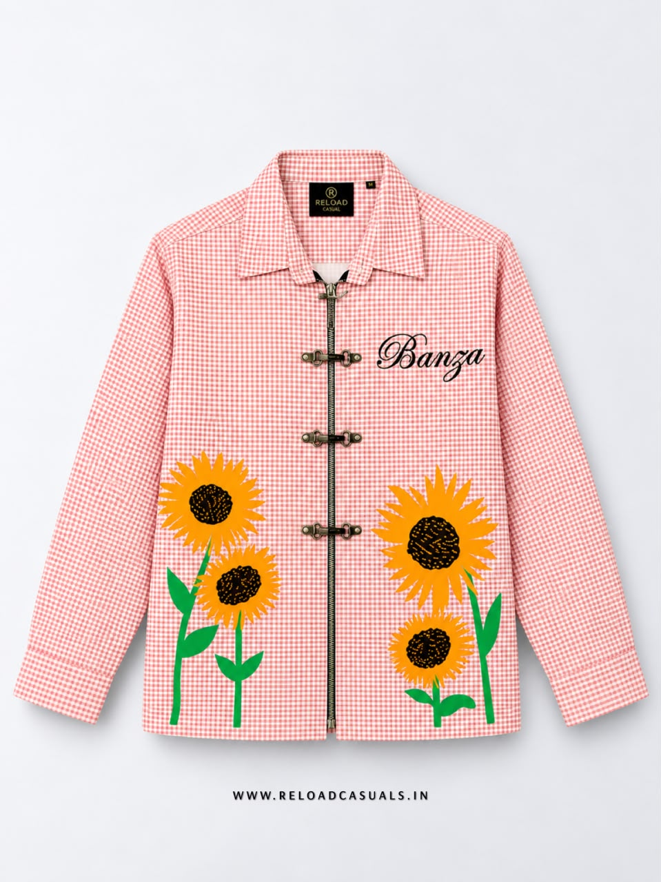 Men’s Sunflower Print Buckle Boxy Check Shirt