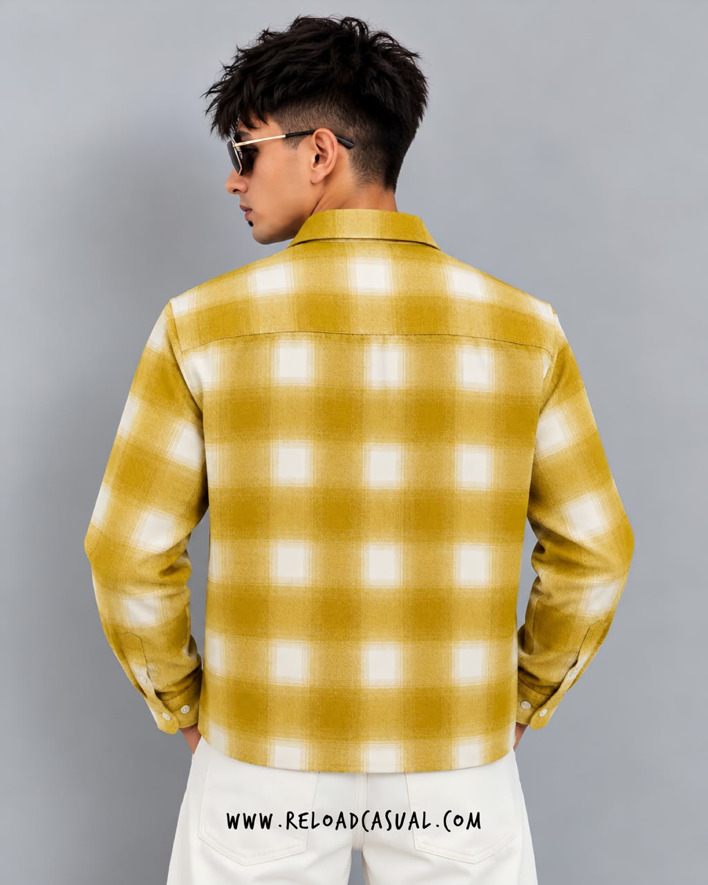 Flower Lock Clasp Check Zip-Up Boxy Shirt