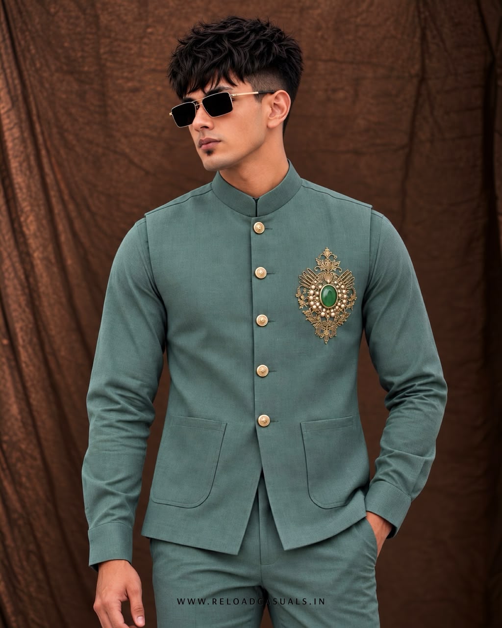 Emerald Stone Detail 3-Piece Set