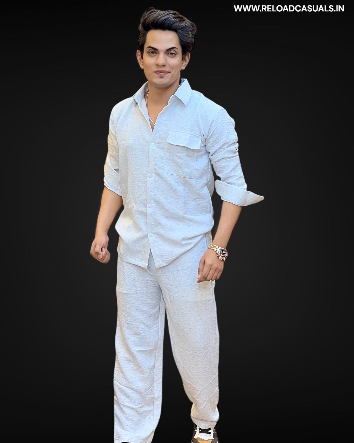 Single Pocket Linen Fabric Full Track Suit - Combo