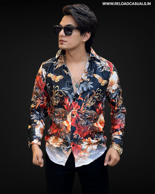 Crimson Flora Print Imp Shirt
