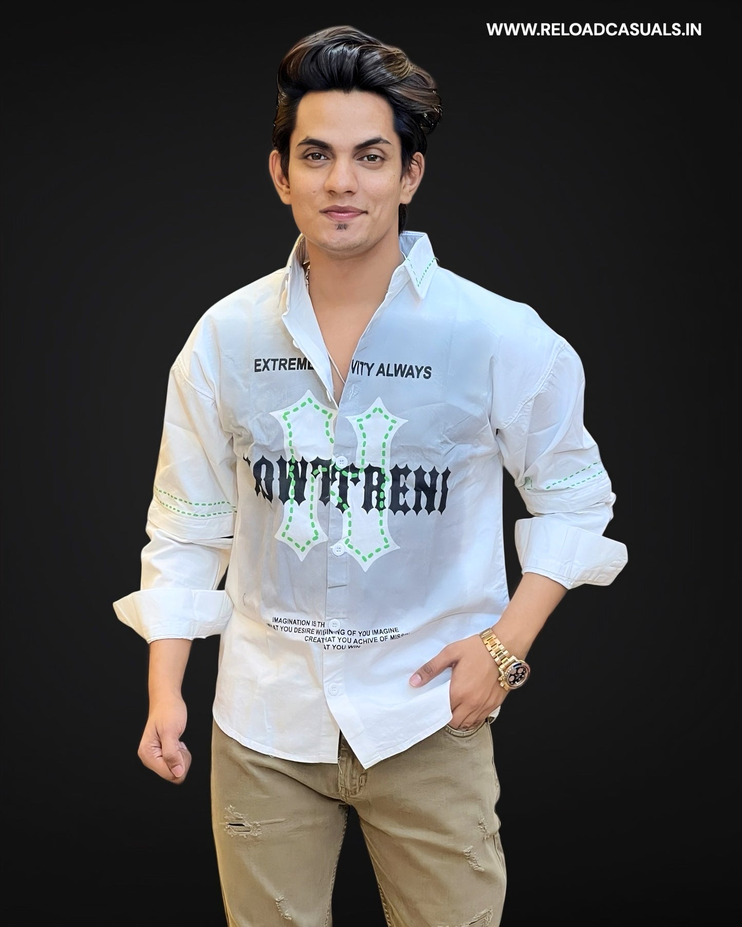 Switch Sleeve Chain Imp Fabric Shirt