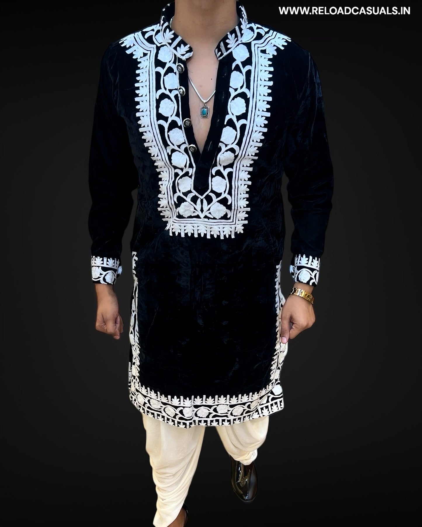 Dabka Embroidery Work Designer Velvet Kurta