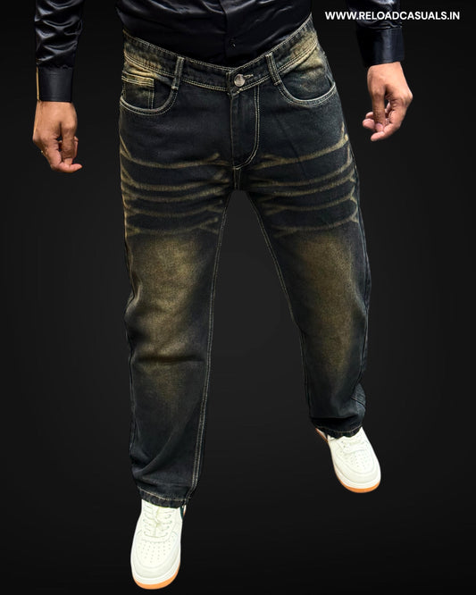 Men's Distressed Washed Denim Jeans