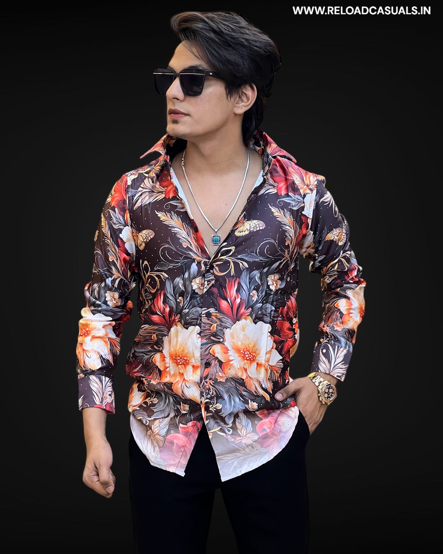 Crimson Flora Print Imp Shirt