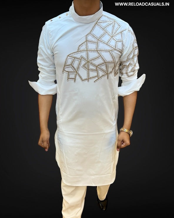 Geometric Designer Kurta & Pyjama - Combo