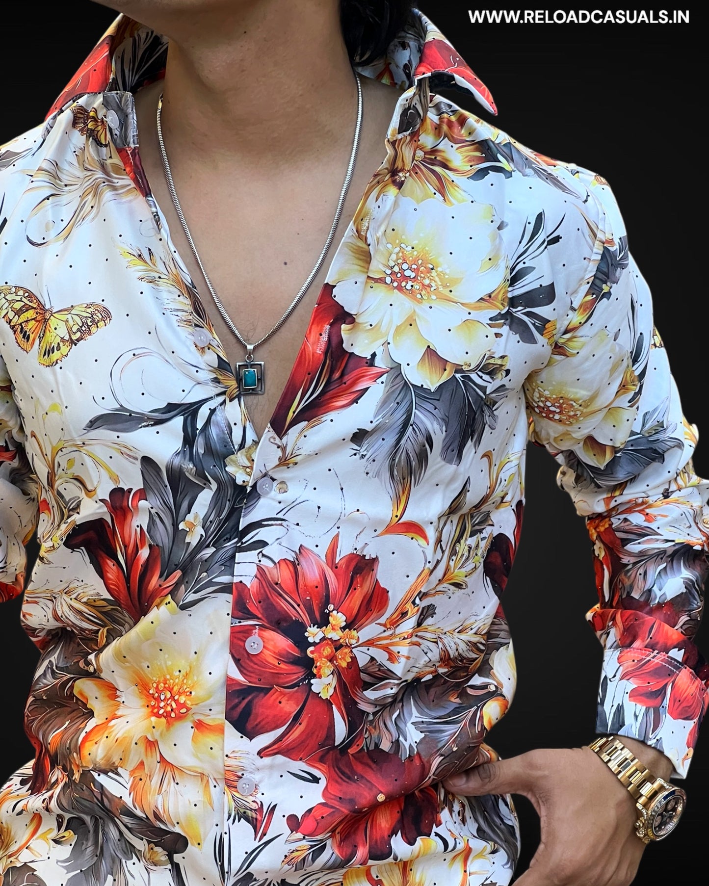 Crimson Flora Print Imp Shirt