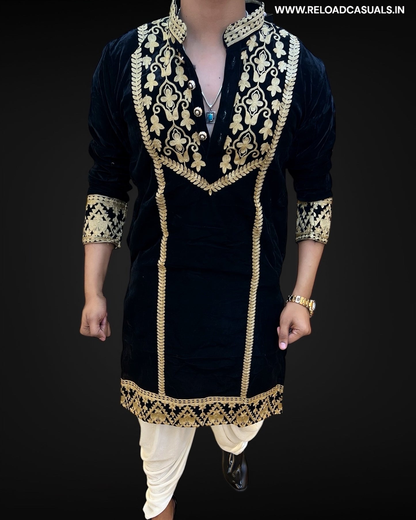 Dabka Embroidery Work Designer Velvet Kurta