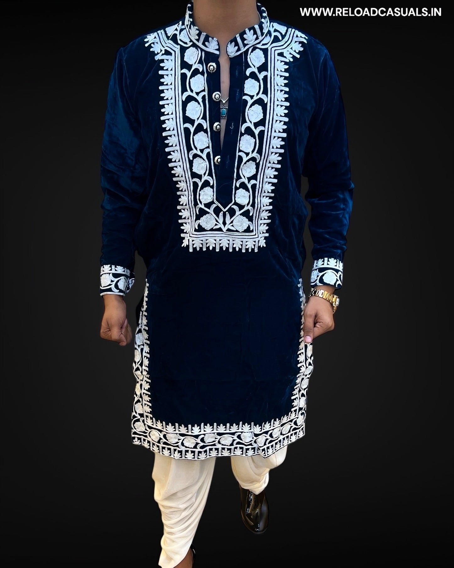 Dabka Embroidery Work Designer Velvet Kurta