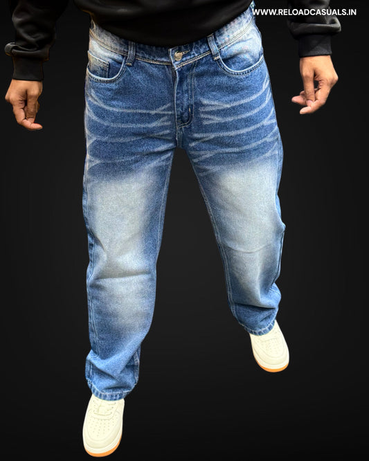 Men's Distressed Washed Denim Jeans