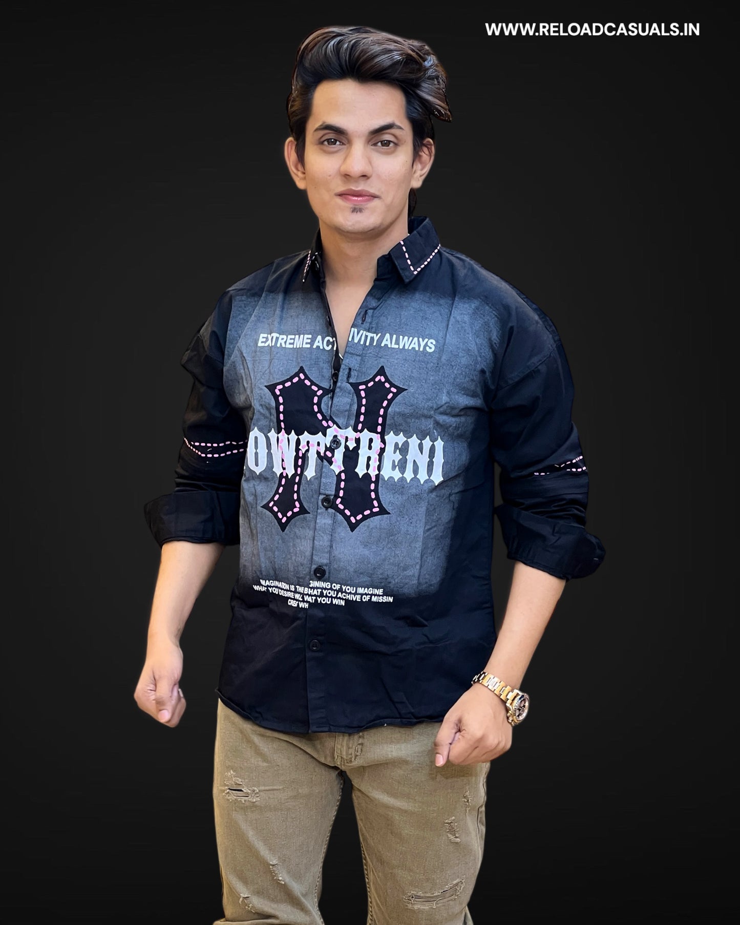 Switch Sleeve Chain Imp Fabric Shirt