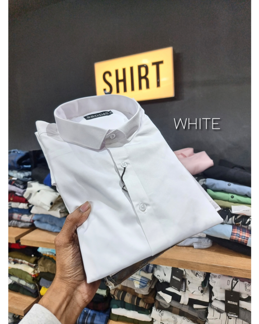 Plain Satin Shirt  - White