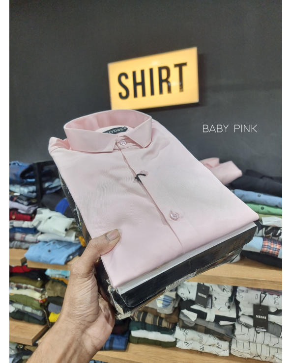 Plain Satin Shirt  - Light Pink
