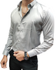 Plain Satin Shirt  -  Light Grey