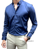 Plain Satin Shirt  - Navy Blue