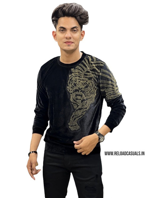 Tiger Diamond Velvet Imp T-Shirt - Black